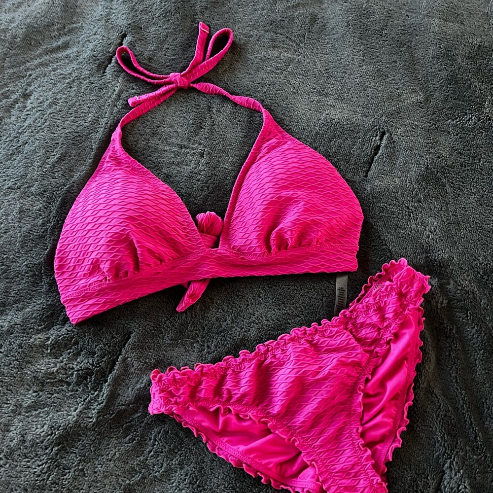Vibrant Pink Textured Bikini VS